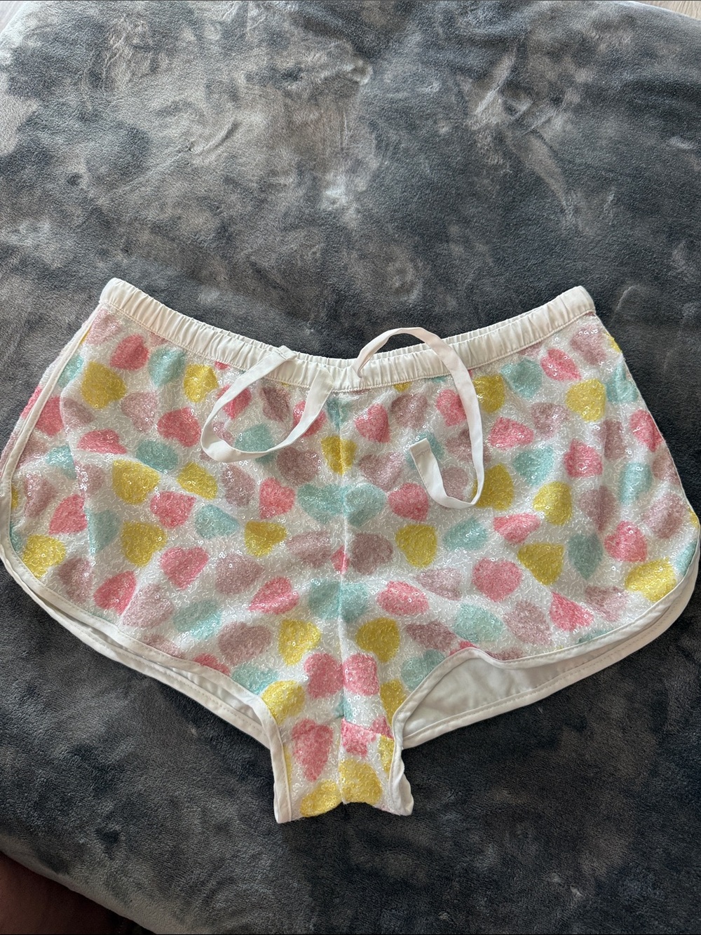 Victoria’s Secret Pastel Heart Print Lounge Shorts - White